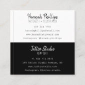 Coole Tätowiermädchen-Illustration, trendige Schri Quadratische Visitenkarte (Rückseite)