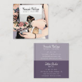 Coole Tätowiermädchen-Illustration Trendskript lil Quadratische Visitenkarte (Vorne/Hinten)