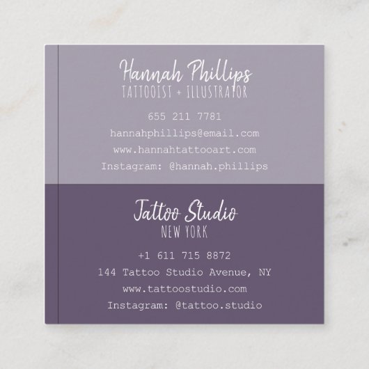 Coole Tätowiermädchen-Illustration Trendskript lil Quadratische Visitenkarte (Rückseite)