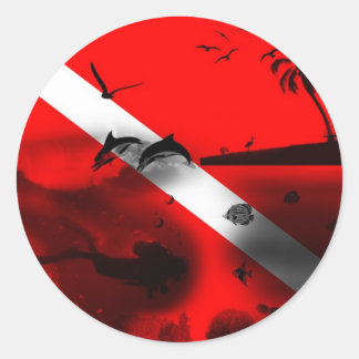 Coole Tauchflagge Runder Aufkleber