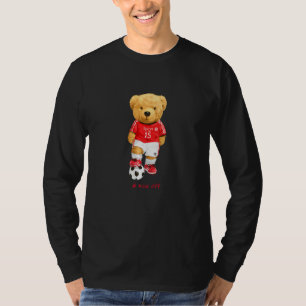 Coole Teddybär-Fußball-Kick-Off-Stil-Illustration T-Shirt