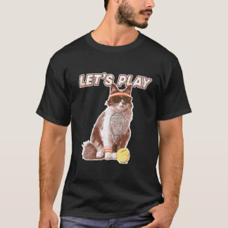 Coole Tennis-Katze mit Sonnenbrille Tennis-Schläge T-Shirt