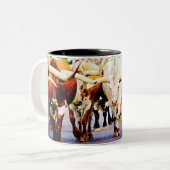 Coole Texaslonghorn-Tasse für Ihren LieblingsTexan Zweifarbige Tasse (Vorderseite Links)