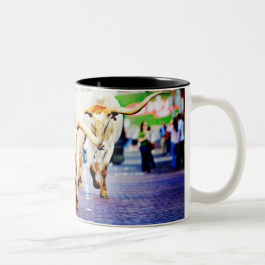 Coole Texaslonghorn-Tasse für Ihren LieblingsTexan Zweifarbige Tasse (Rechts)