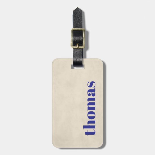 Coole Textur Beige Fett Blauer Name Gepäckanhänger (Vorderseite vertikal)
