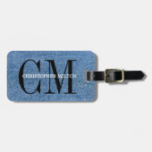Coole Textur Jeans Black Bold Monogram Gepäckanhänger (Vorderseite horizontal)