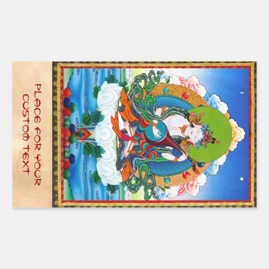 Coole Thangka-Tätowierung Saraswati Rechteckiger Aufkleber (Vorderseite)