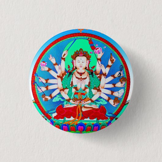 Coole Thangka-Tattoo Cundhi Bodhisattva Button (Vorderseite)