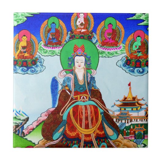 Coole tibetische Thangka Goldene Mutter Fliese (Vorderseite)