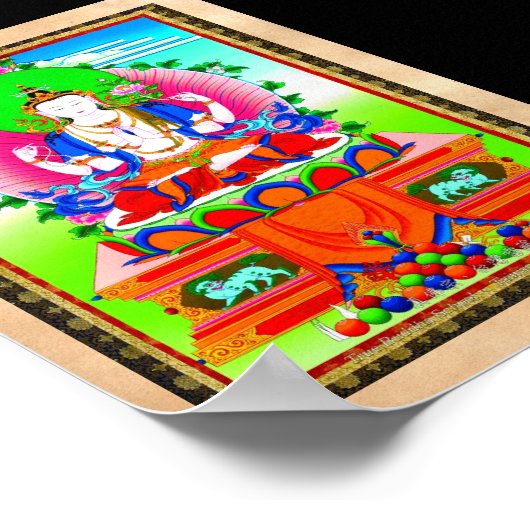 Coole tibetische Thangka Shadakshari Avalokiteshva Poster (Ecke)