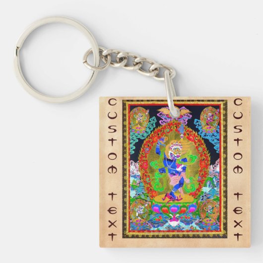 Coole Tibetthangka Simhavaktra Dakini Schlüsselanhänger (Vorderseite)