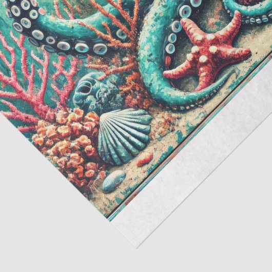 Coole Tiefen: Die stilvolle Octopus-Dekoupage Seidenpapier (Detail)