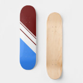 Coole, tiefrote, hellblaue Streifen Skateboard (Vorderseite)