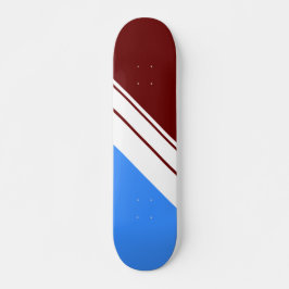 Coole, tiefrote, hellblaue Streifen Skateboard