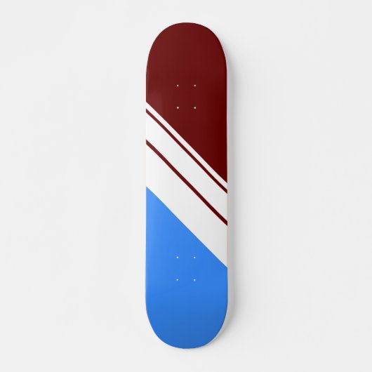Coole, tiefrote, hellblaue Streifen Skateboard (Vorne)