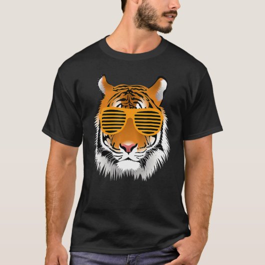 Coole Tiger gestreifte Tierzähne T-Shirt (Vorderseite)