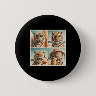 Coole Tiger Mit Sungles Tier Urlaub Strand Sommer Button
