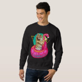 Coole Tigerabkühlung in schwimmendem Flamingo Sweatshirt (Vorne ganz)
