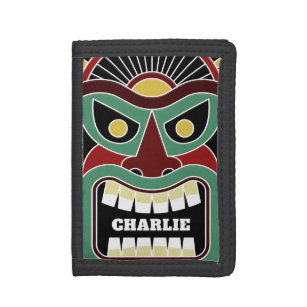 Coole Tiki Totem individuelle Name-Brieftaschen Tri-fold Geldbeutel