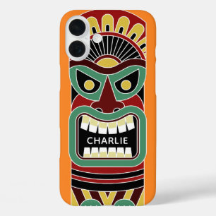 Coole Tiki Totem individuelle Name- und Farbtelefo iPhone 16 Plus Hülle