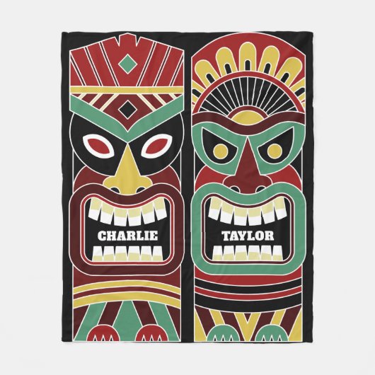 Coole Tiki Totems individuelle Name Fleece-Decke Fleecedecke (Vorderseite)