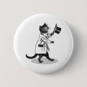 Coole Top-Hut-Katze Button (Vorderseite)
