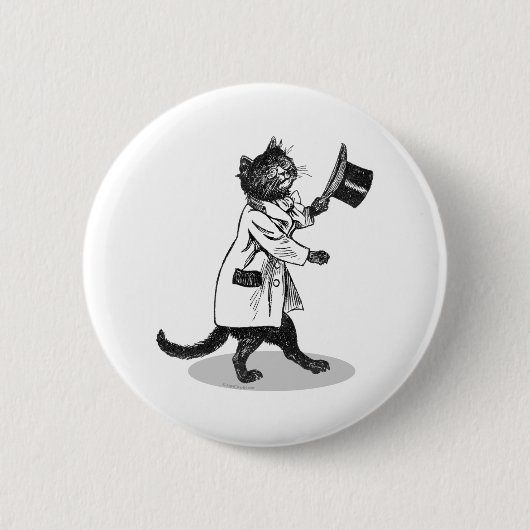 Coole Top-Hut-Katze Button (Vorderseite)
