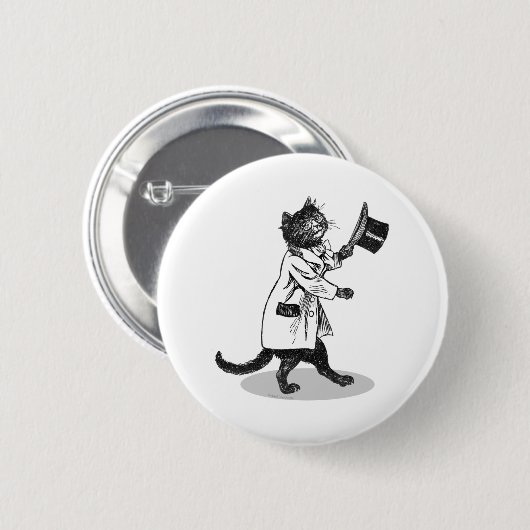 Coole Top-Hut-Katze Button (Vorne & Hinten)