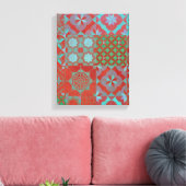 Coole, trendige ägäische Fliesen in Rot und Blau Leinwanddruck (Insitu (Wohnzimmer))