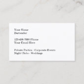 Coole trendige Barkeeper-Visitenkarten Visitenkarte (Rückseite)