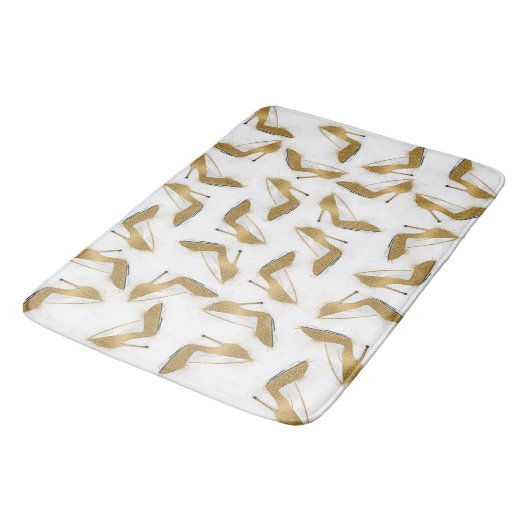 Coole trendige Imitate Gold Glitzer High Heels Sch Badematte (Schrägansicht)