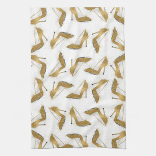 Coole trendige Imitate Gold Glitzer High Heels Sch Geschirrtuch