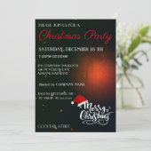Coole, trendige Weihnachtsmannmütze, schwarze Weih Einladung (Stehend Vorderseite)