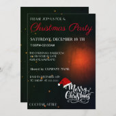 Coole, trendige Weihnachtsmannmütze, schwarze Weih Einladung (Vorne/Hinten)