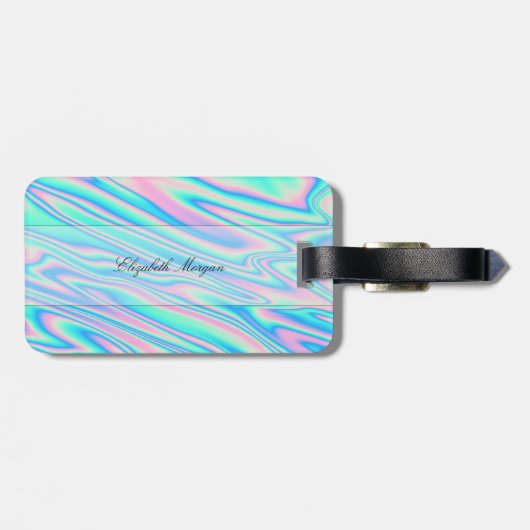 Coole Trendy Holographic Texture, Monogram Gepäckanhänger (Rückseite horizontal)