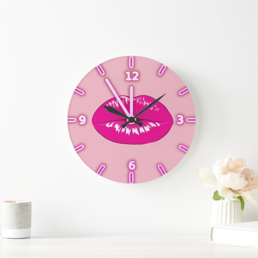 Coole Trendy Lippen - personalisiert Große Wanduhr (Zuhause)