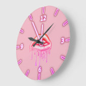 Coole Trendy Metallic Dripping Lips Große Wanduhr (Winkel)