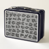 Coole Trendy Modern Black & Grey Leopard Print Metall Brotdose (Rückseite)