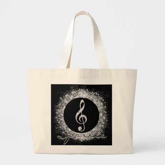 Coole trendy Music Treble Clef Glitzer Glitzern Jumbo Stoffbeutel (Vorne)