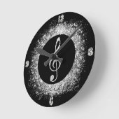 Coole trendy Music Treble Clef Glitzer Glitzern Runde Wanduhr (Winkel)