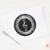 Coole trendy Music Treble Clef Glitzer Glitzern Runder Aufkleber (Umschlag)