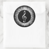 Coole trendy Music Treble Clef Glitzer Glitzern Runder Aufkleber (Tasche)