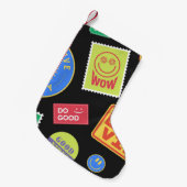 Coole trendy Patches Design. Abstrakter Hintergrun Kleiner Weihnachtsstrumpf (Vorderansicht (hängend))