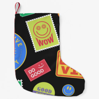 Coole trendy Patches Design. Abstrakter Hintergrun Kleiner Weihnachtsstrumpf