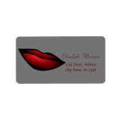 Coole trendy Red Lips, grau Adressaufkleber (Vorne)