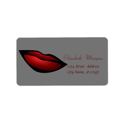 Coole trendy Red Lips, grau Adressaufkleber (Vorne)