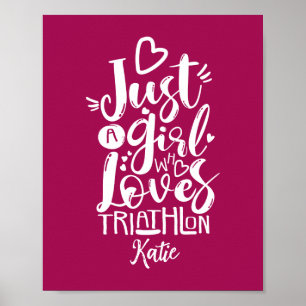 Coole Triathlon Motivation White Magenta Typografi Poster