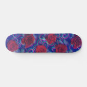 Coole Trippy-Glitch Damask Moderne Rote Rose Lila Skateboard (Horizontal)