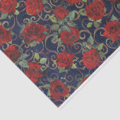 Coole Trippy-Glitch Damask Moderne Rote Rose Navy Seidenpapier (Ausschnitt)