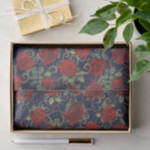 Coole Trippy-Glitch Damask Moderne Rote Rose Navy Seidenpapier (Geschenk)